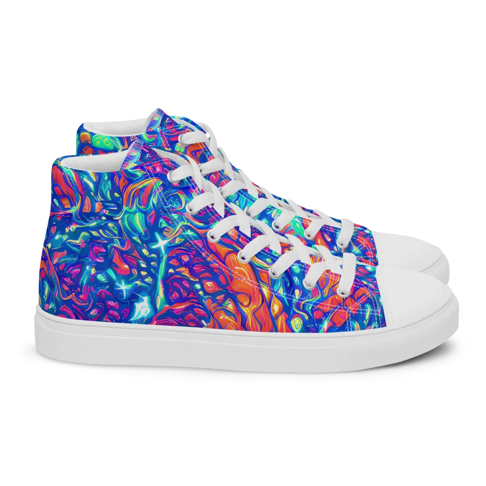 Fluorescent Riptide on Women's High Top Canvas Shoes — Right