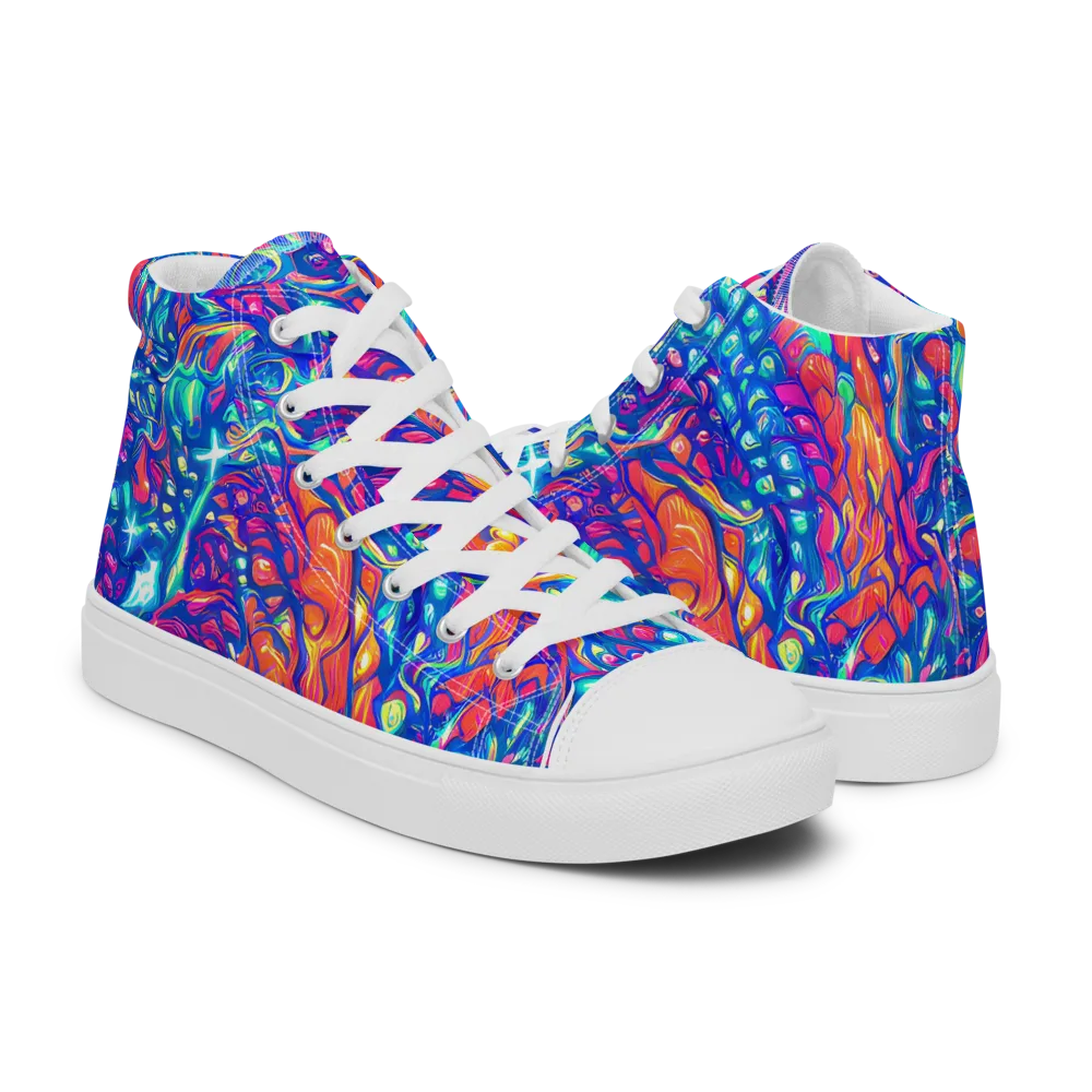 Fluorescent Riptide on Women's High Top Canvas Shoes — Right