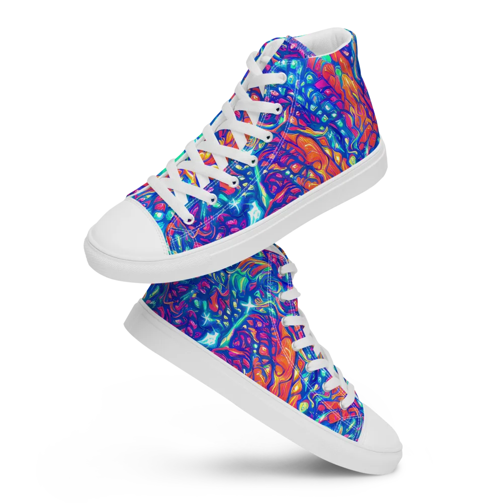 Fluorescent Riptide on Women's High Top Canvas Shoes — Front