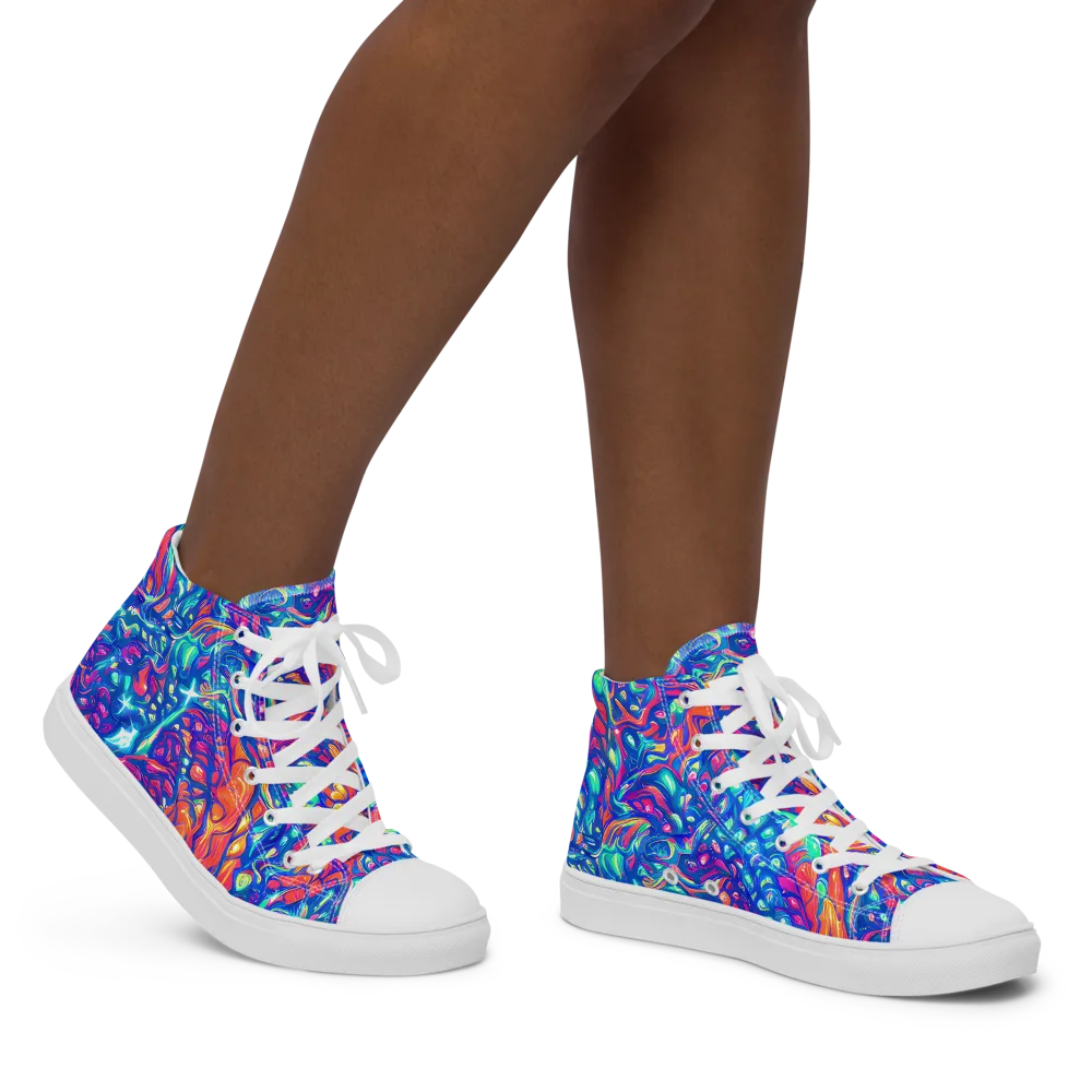 Fluorescent Riptide on Women's High Top Canvas Shoes — Right