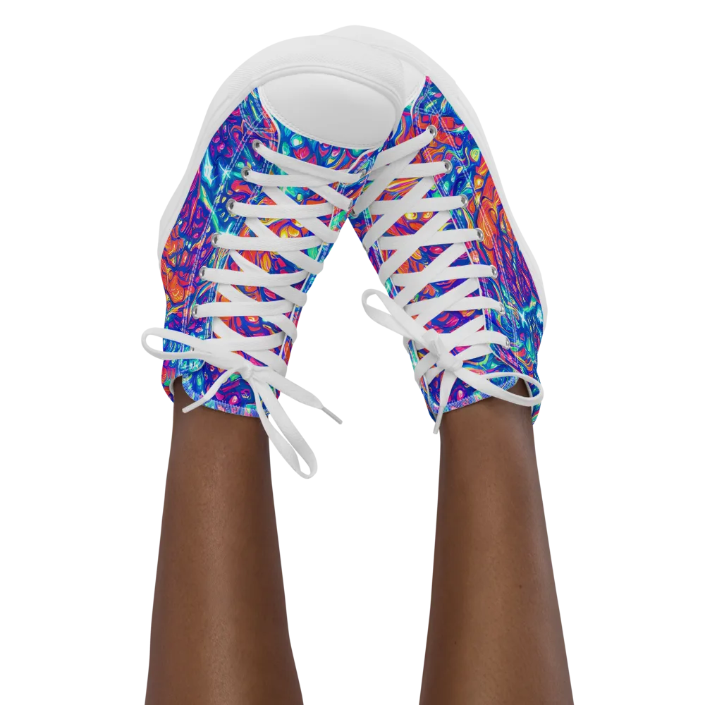 Fluorescent Riptide on Women's High Top Canvas Shoes — Front