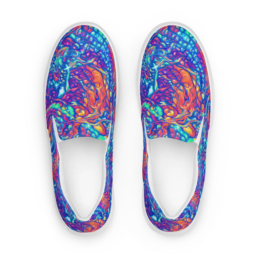 Fluorescent Riptide on Men's Slip-On Canvas Shoes — Front