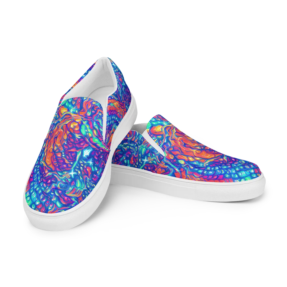 Fluorescent Riptide on Men's Slip-On Canvas Shoes — Left Front