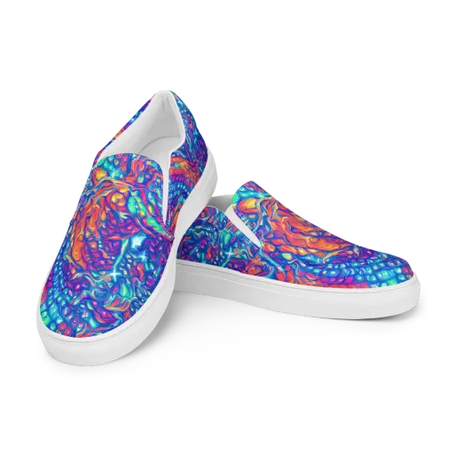 Fluorescent Riptide on a Men's Slip-On Canvas Shoes