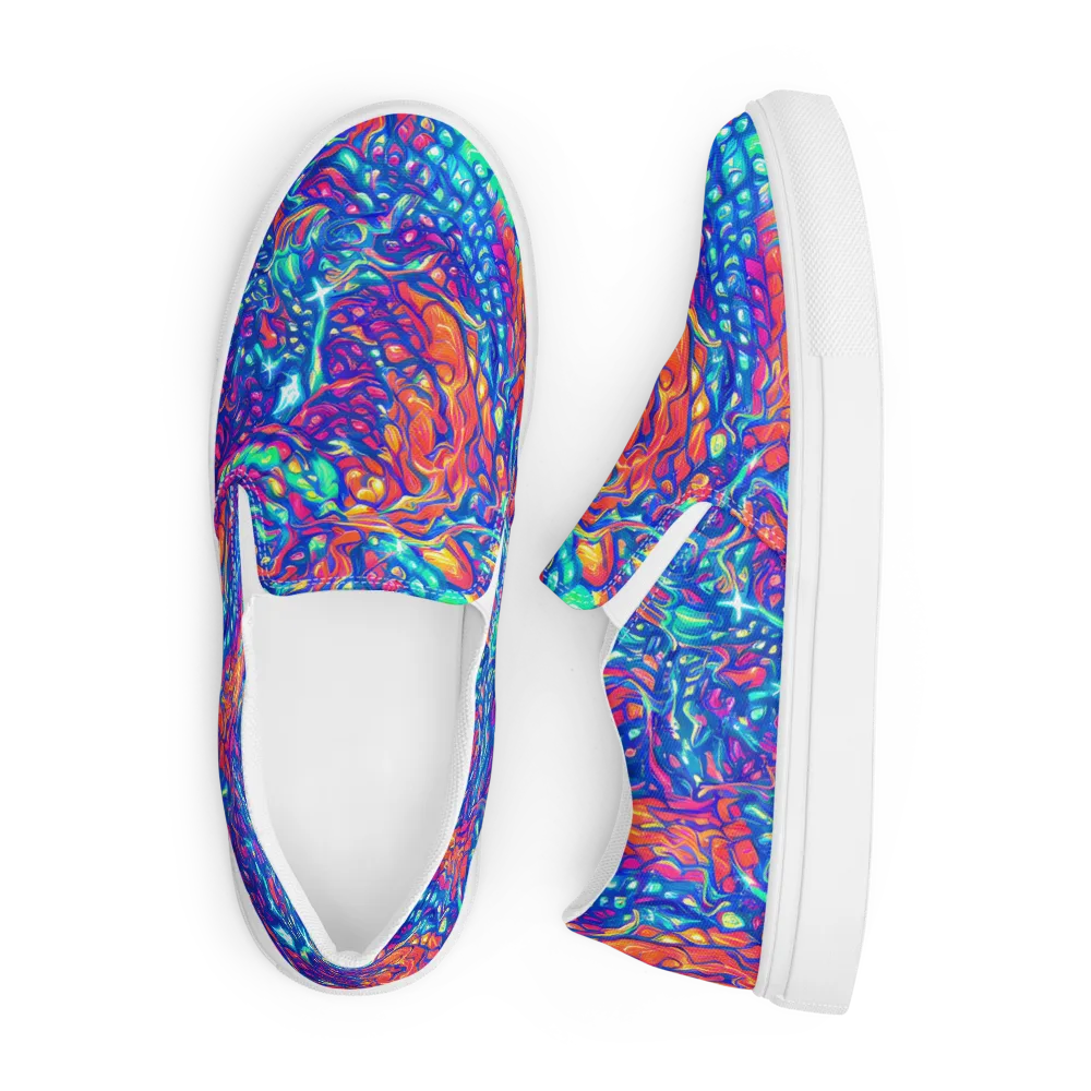 Fluorescent Riptide on Men's Slip-On Canvas Shoes — Front