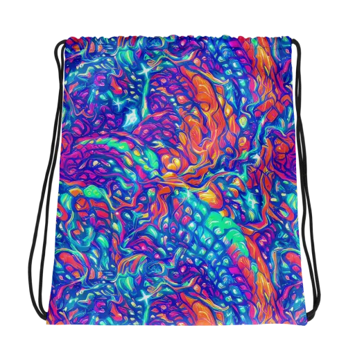Fluorescent Riptide on a Drawstring Bag