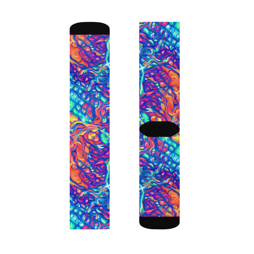 Fluorescent Riptide on Socks — Right Sock