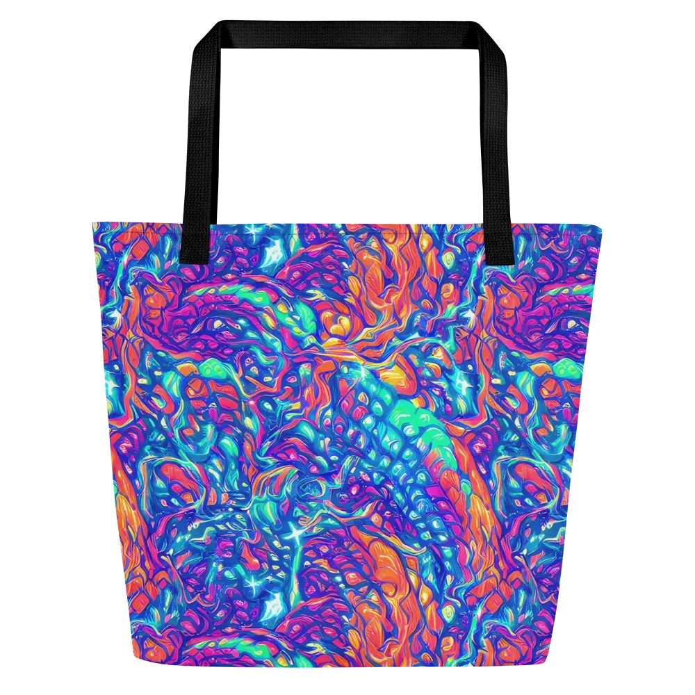 Fluorescent Riptide on Large Tote Bag W/ Pocket — Front