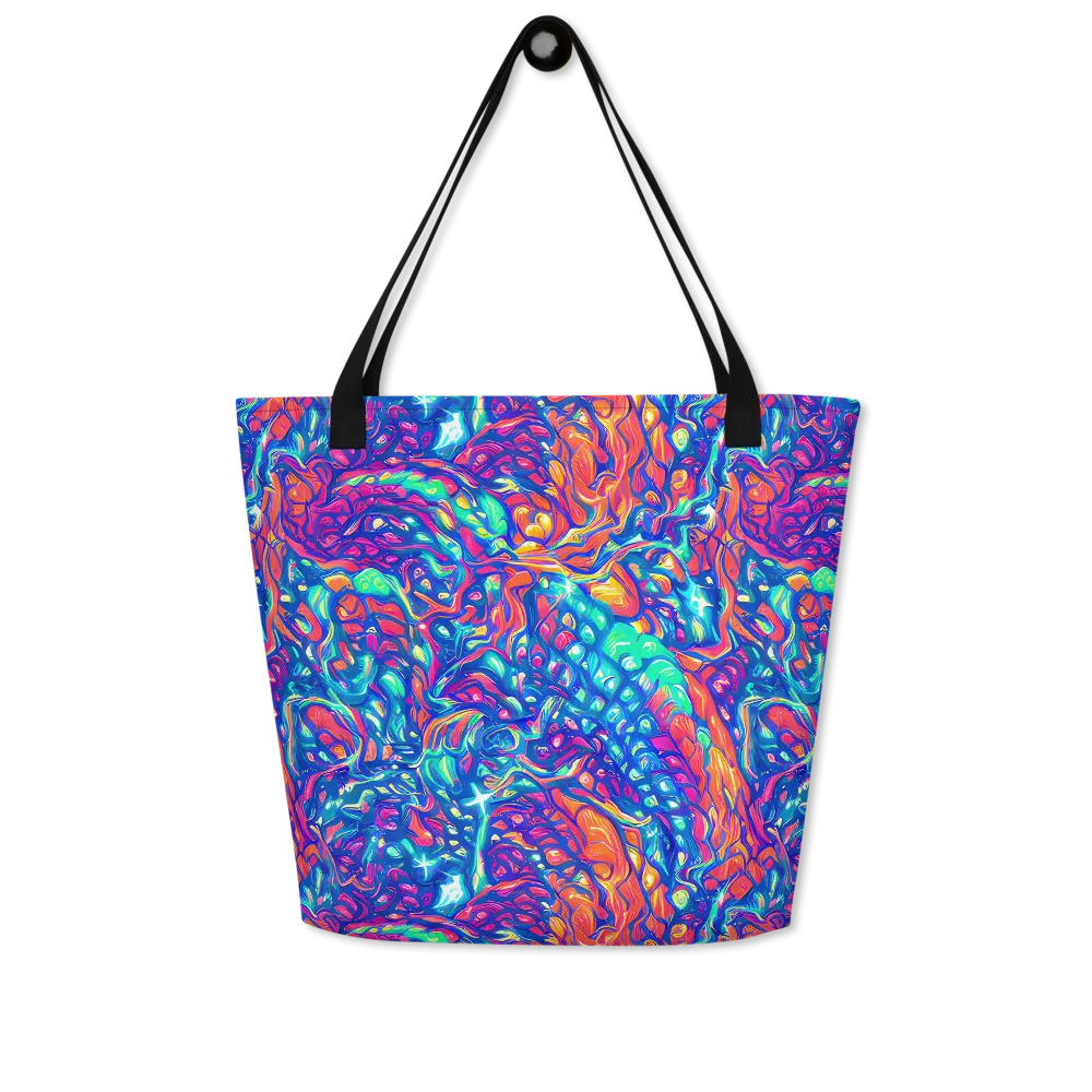 Fluorescent Riptide on Large Tote Bag W/ Pocket — Front