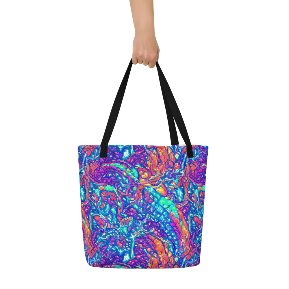 Fluorescent Riptide on Large Tote Bag W/ Pocket — Front