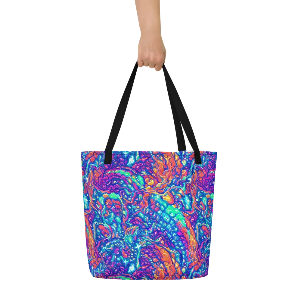 Fluorescent Riptide on Large Tote Bag W/ Pocket — Front
