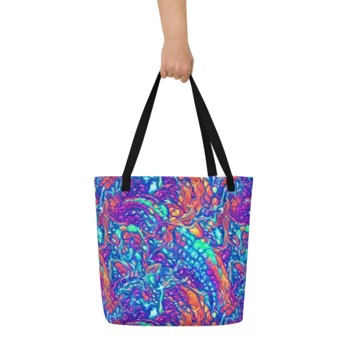 Fluorescent Riptide on a Large Tote Bag W/ Pocket