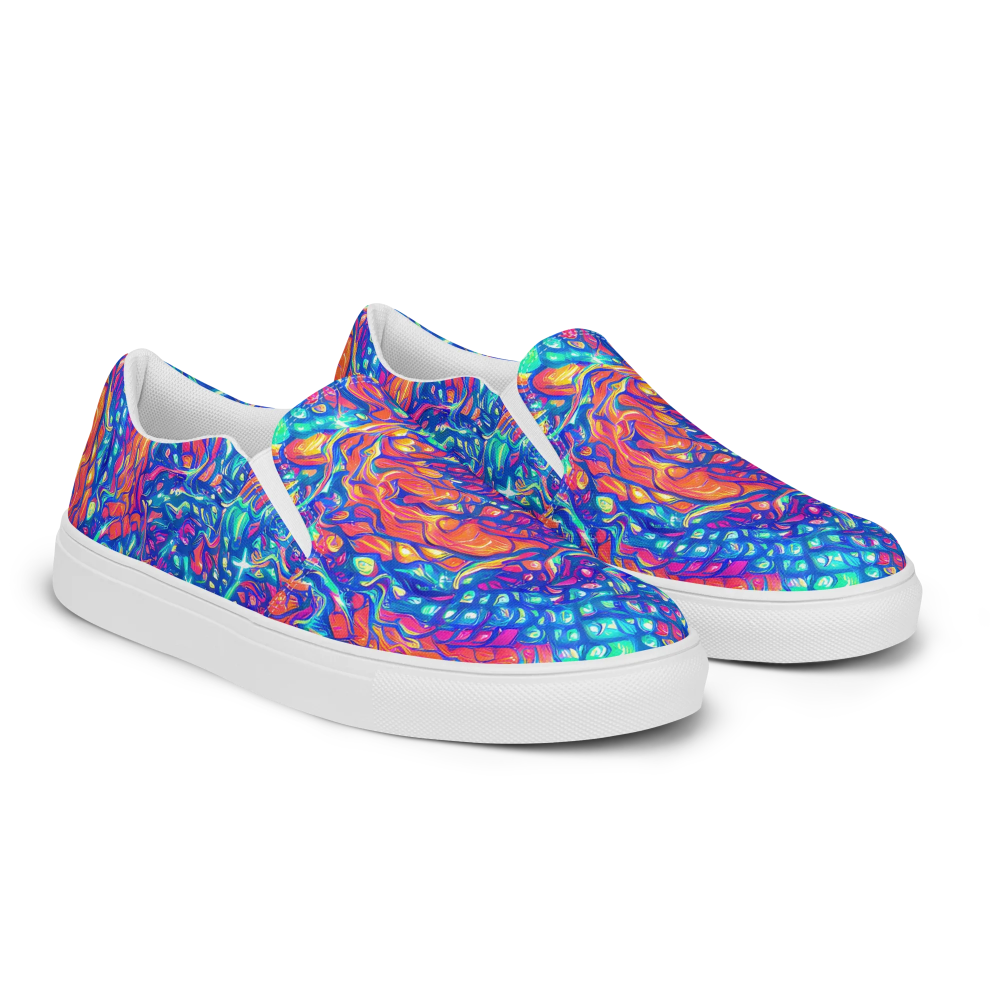 Fluorescent Riptide on Women's Slip-On Canvas Shoes — Right Front