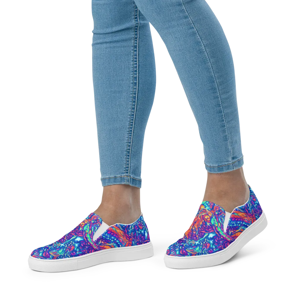 Fluorescent Riptide on Women's Slip-On Canvas Shoes — Front