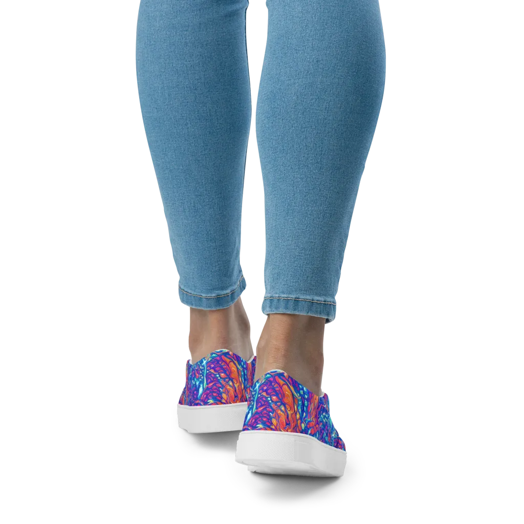 Fluorescent Riptide on Women's Slip-On Canvas Shoes — Back