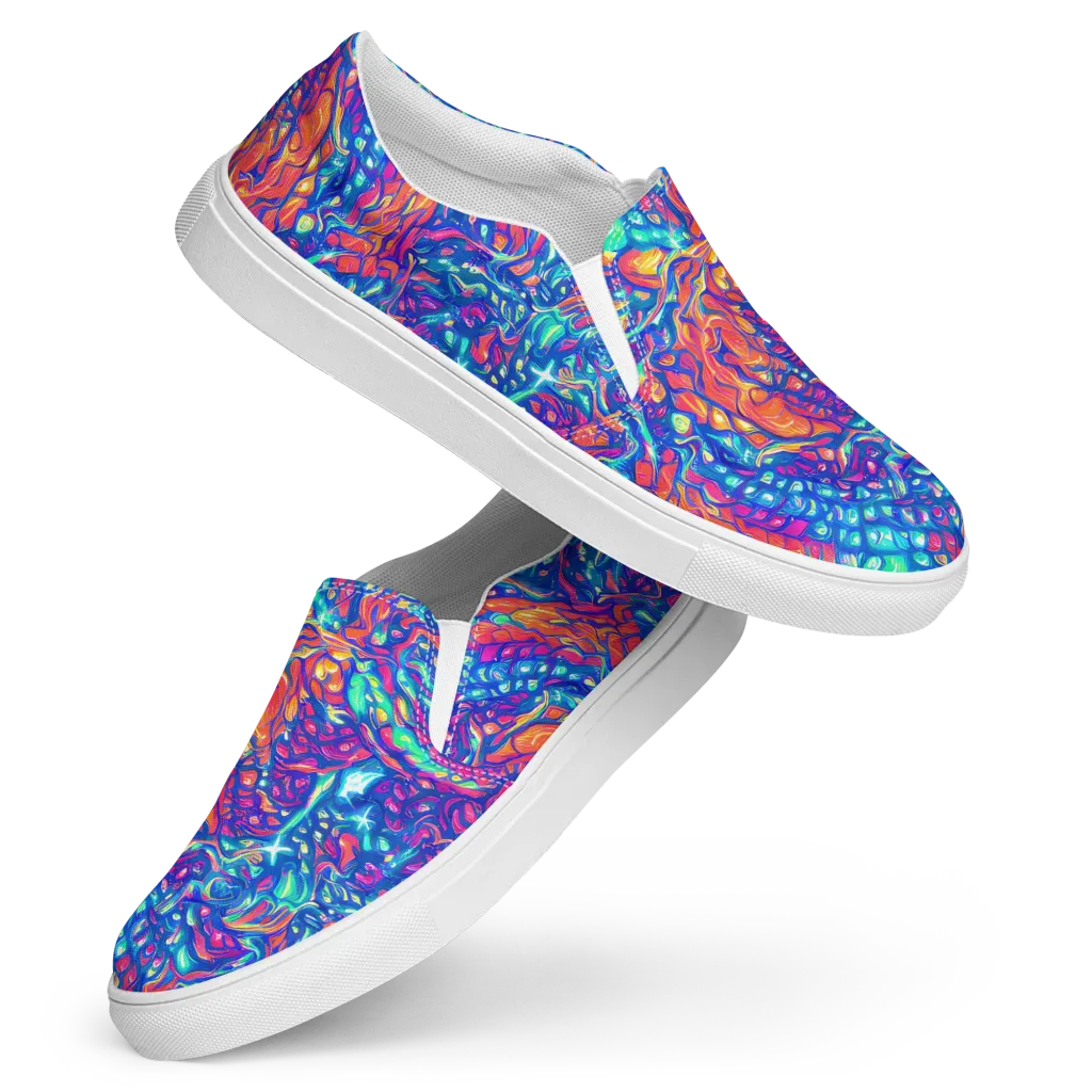 Fluorescent Riptide on Women's Slip-On Canvas Shoes — Front