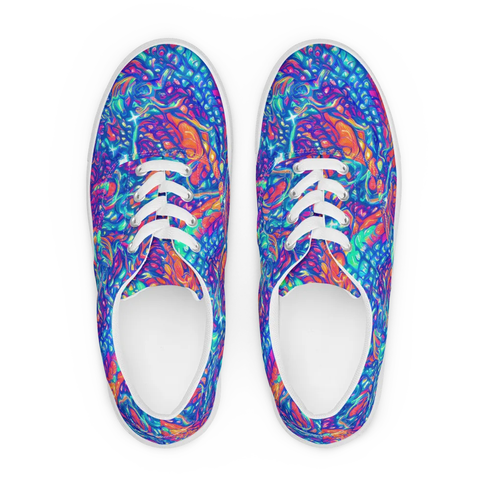 Fluorescent Riptide on Men's Lace-Up Canvas Shoes — Front