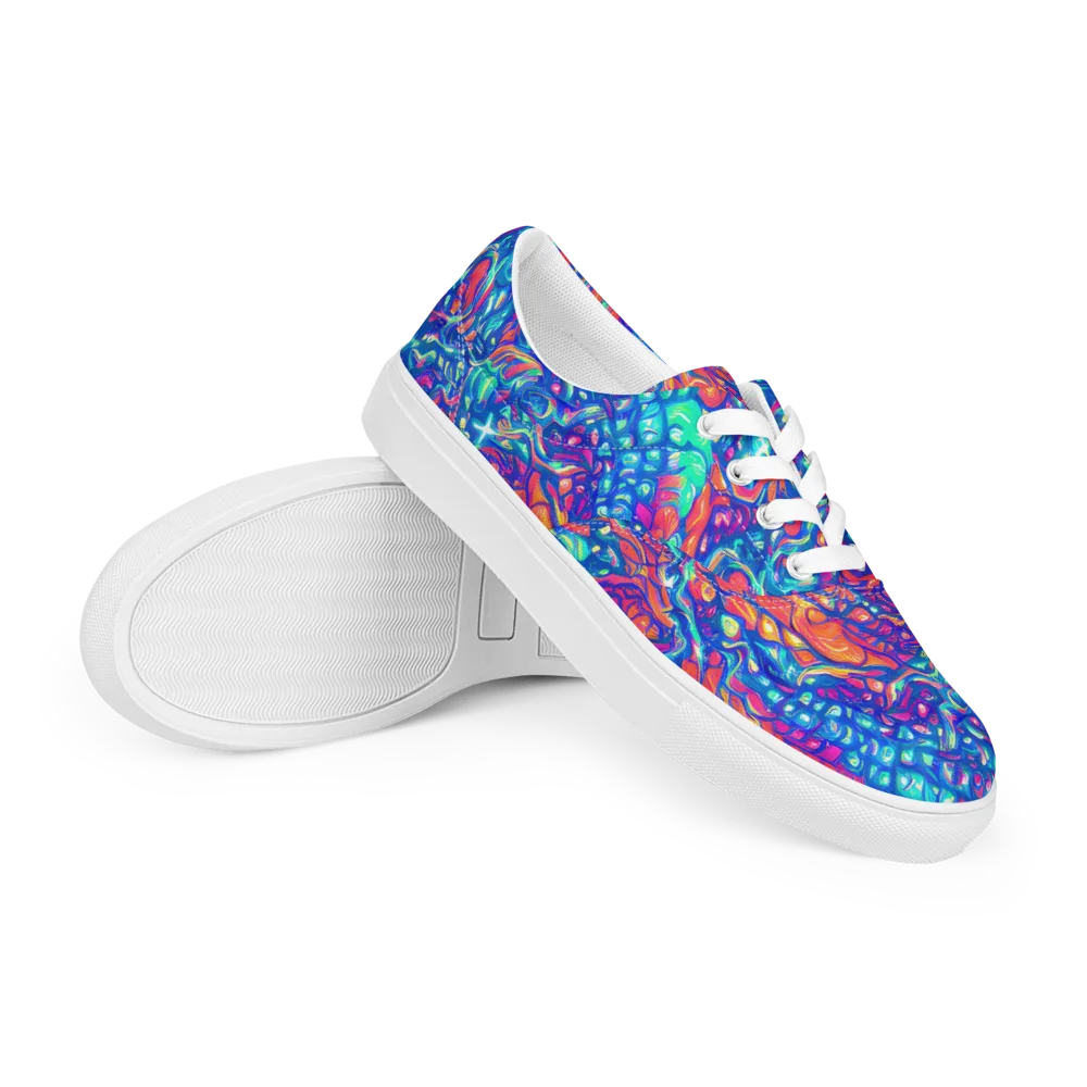 Fluorescent Riptide on Men's Lace-Up Canvas Shoes — Right Front