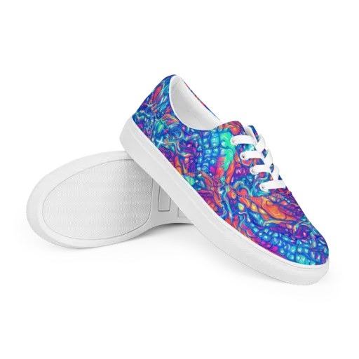 Fluorescent Riptide on a Men's Lace-Up Canvas Shoes