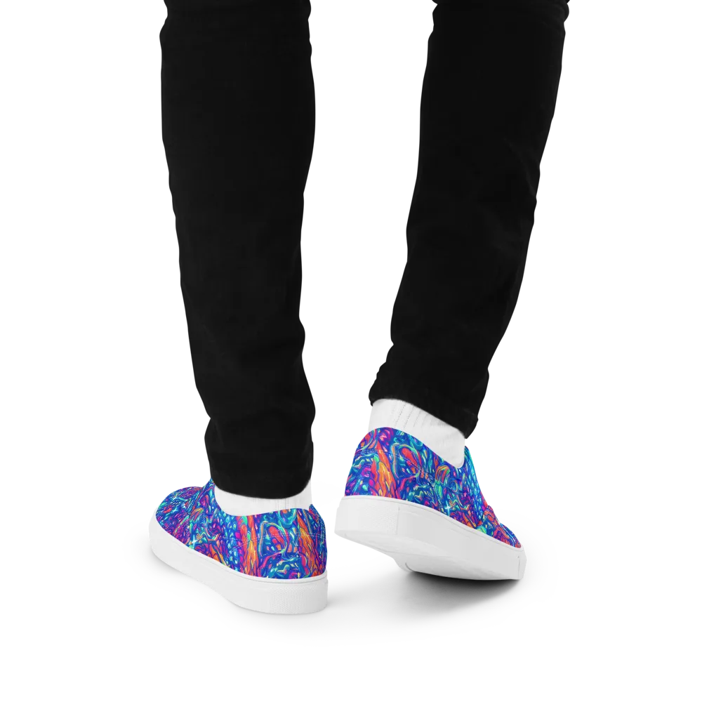 Fluorescent Riptide on Men's Lace-Up Canvas Shoes — Back