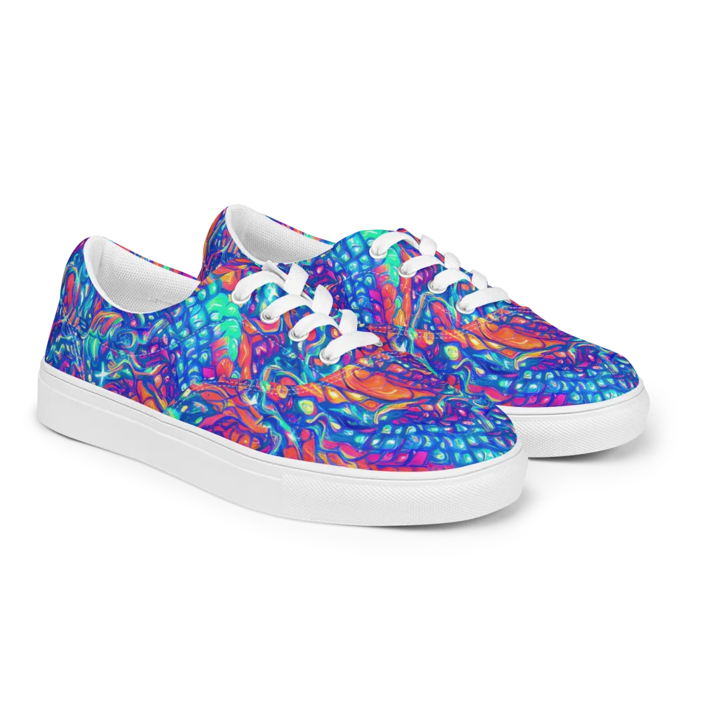 Fluorescent Riptide on Men's Lace-Up Canvas Shoes — Right Front