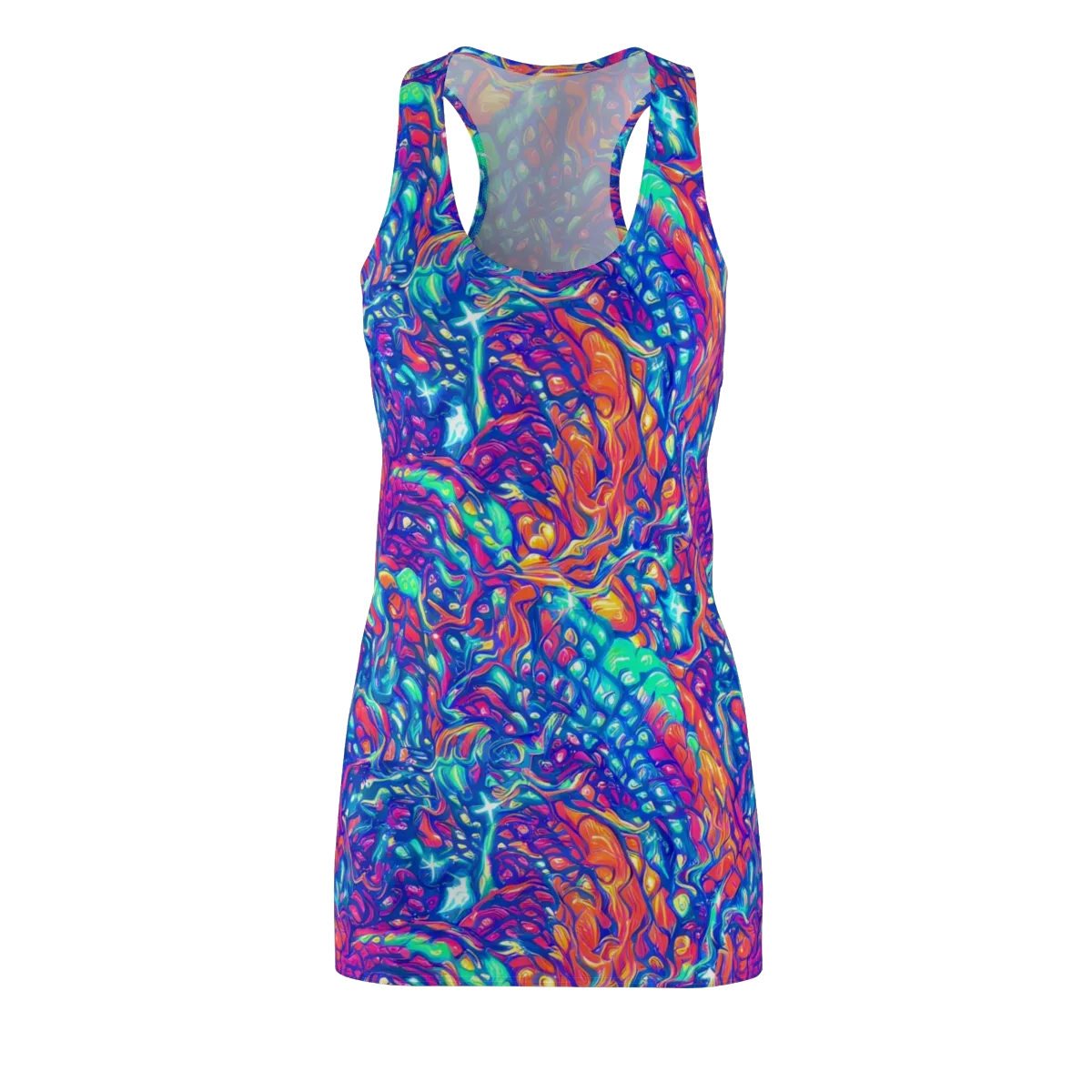Fluorescent Riptide on Racerback Dress — Front