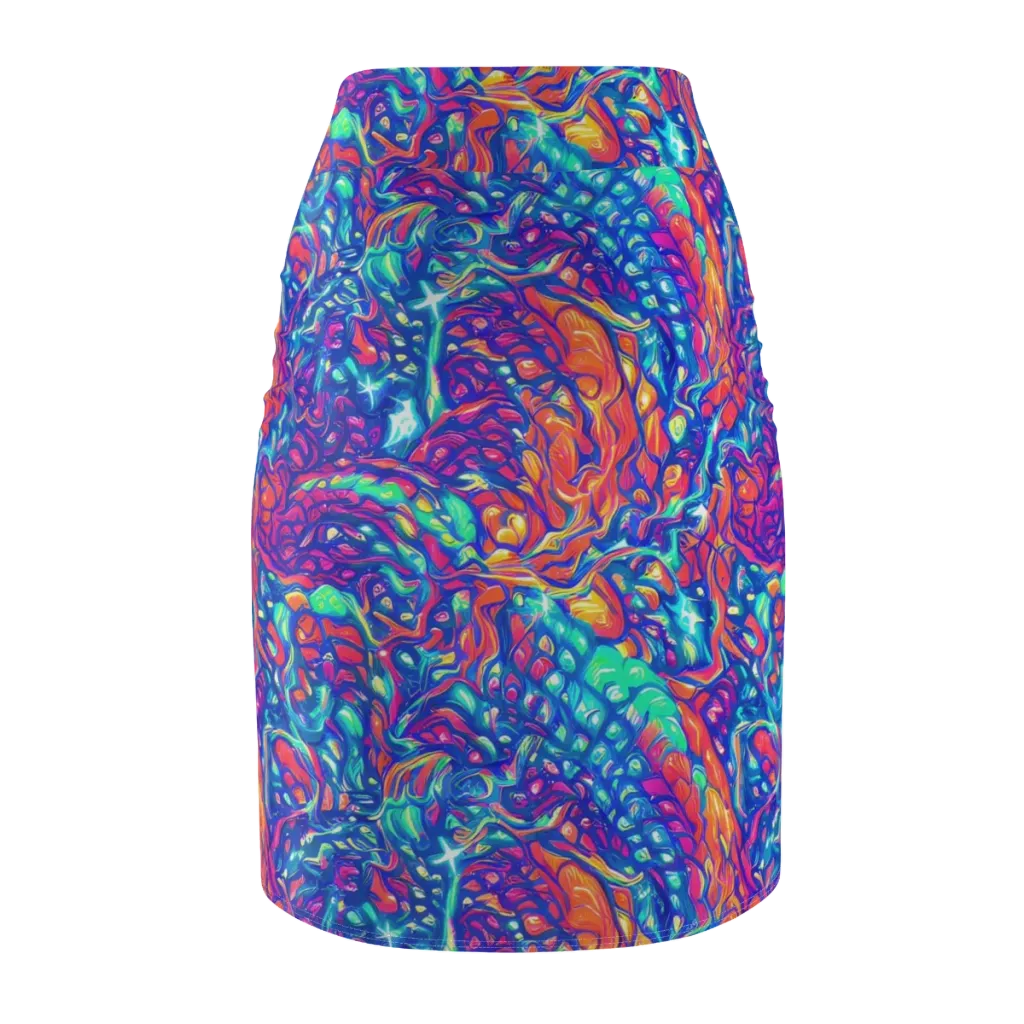 Fluorescent Riptide on Pencil Skirt — Back