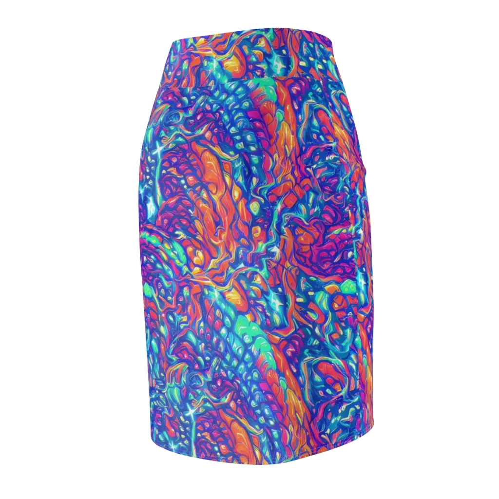 Fluorescent Riptide on Pencil Skirt — Back Side
