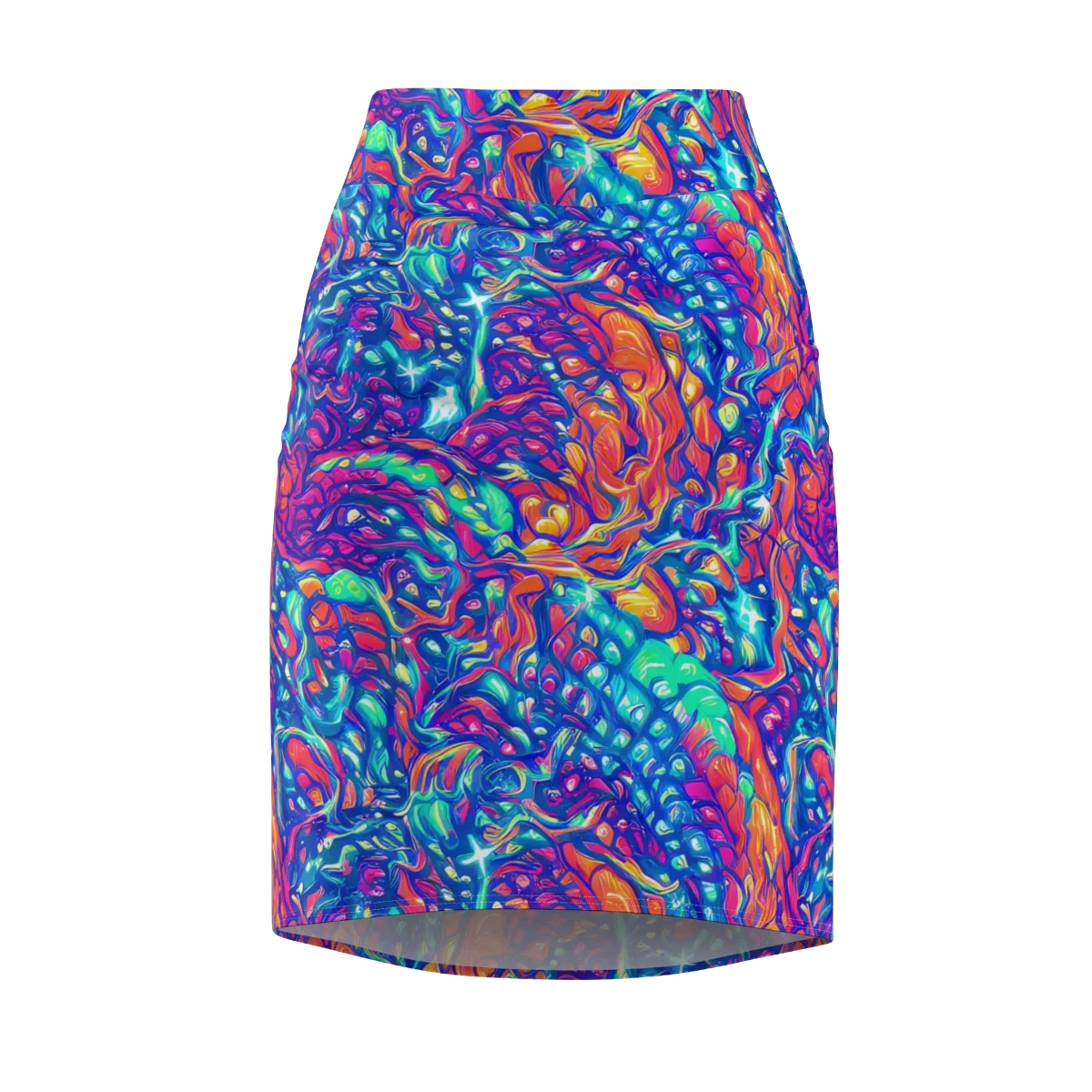 Fluorescent Riptide on Pencil Skirt — Front