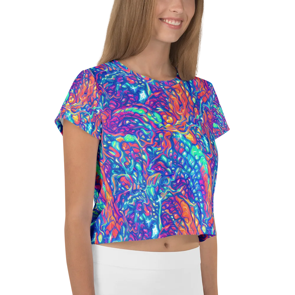 Fluorescent Riptide on Crop Tee — Right