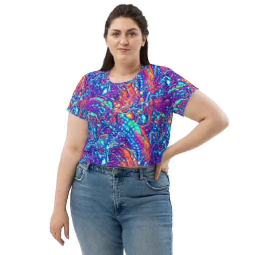 Fluorescent Riptide on a Crop Tee
