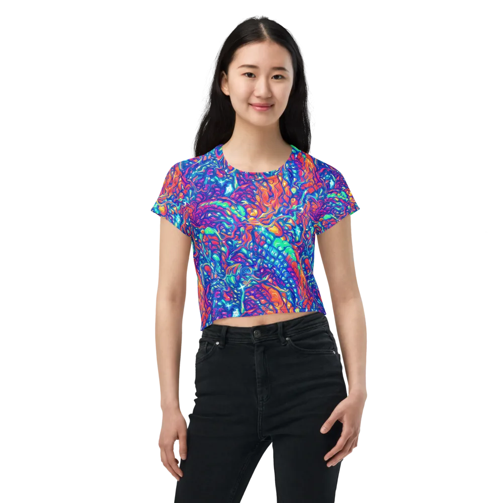 Fluorescent Riptide on Crop Tee — Front