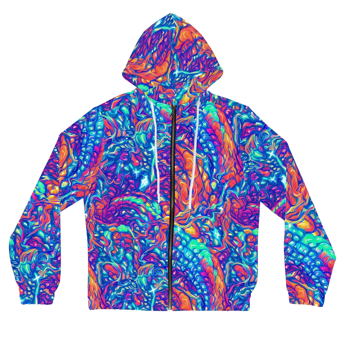 Fluorescent Riptide on Women's Full-Zip Hoodie — Front