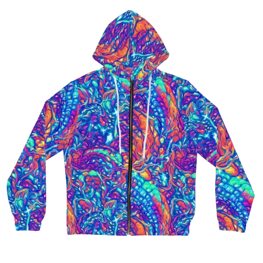 Fluorescent Riptide on a Women's Full-Zip Hoodie