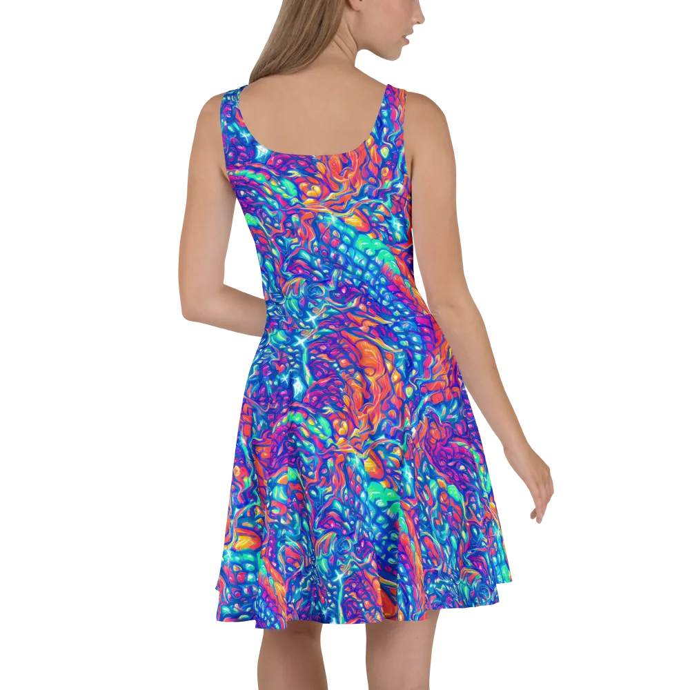 Fluorescent Riptide on Skater Dress — Back