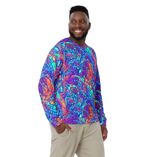 Fluorescent Riptide on a Sweatshirt