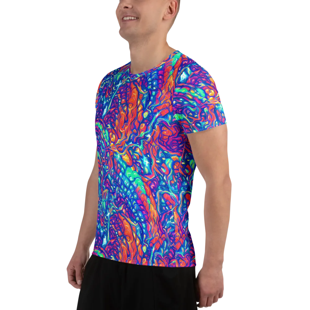 Fluorescent Riptide on Men's Athletic T-Shirt — Left