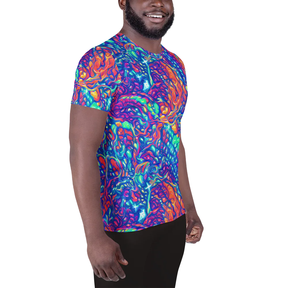 Fluorescent Riptide on Men's Athletic T-Shirt — Right