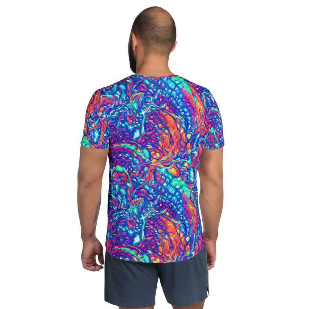 Fluorescent Riptide on Men's Athletic T-Shirt — Back