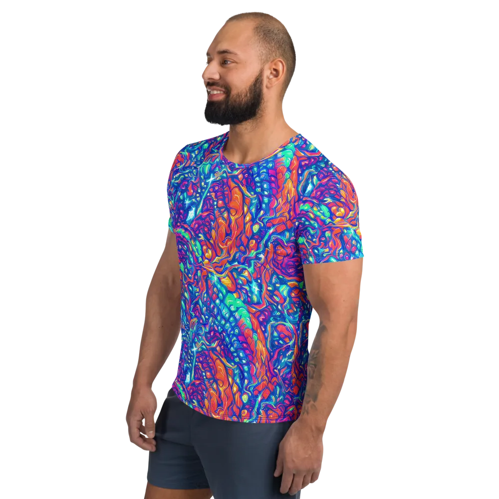 Fluorescent Riptide on Men's Athletic T-Shirt — Left