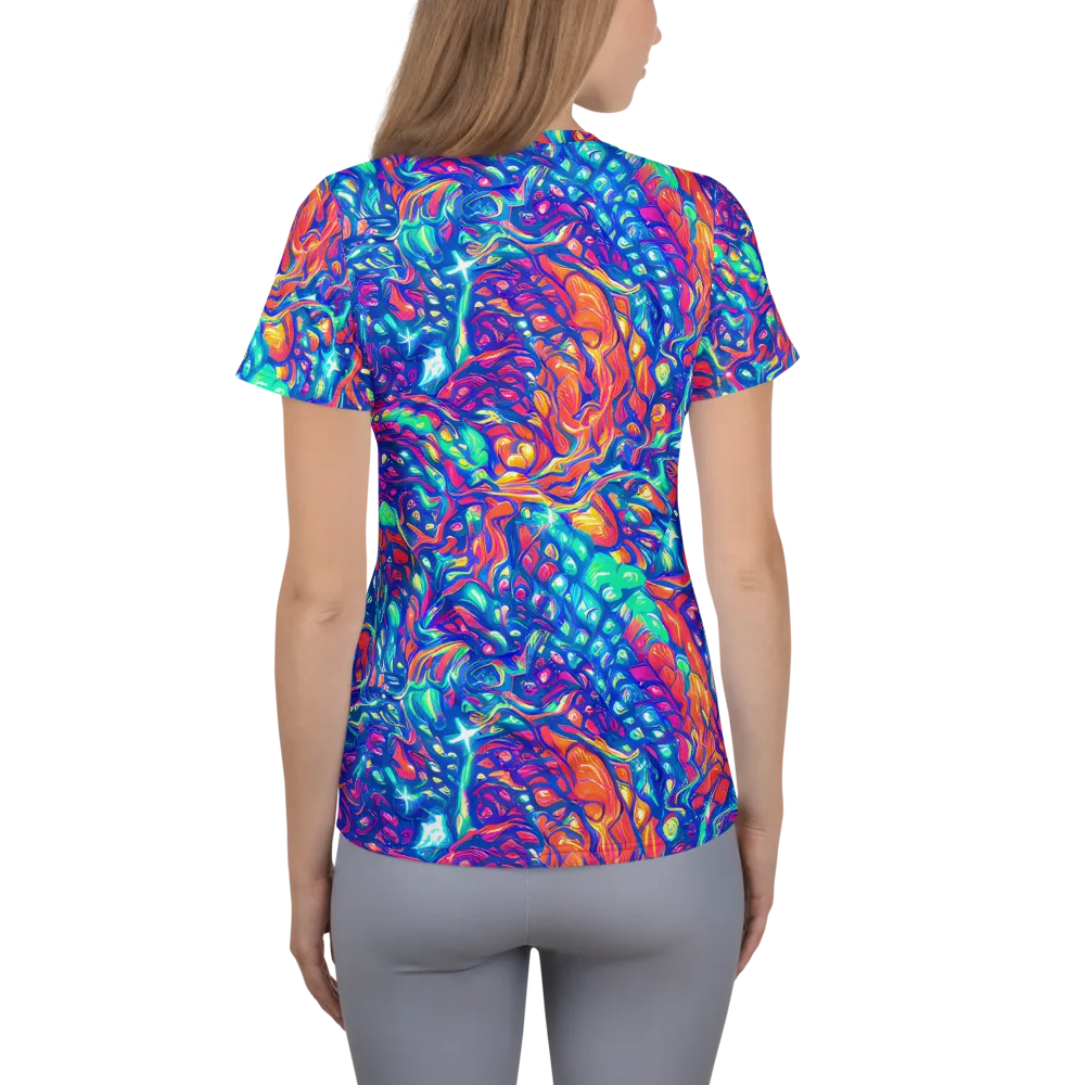 Fluorescent Riptide on Women's Athletic T-Shirt — Back