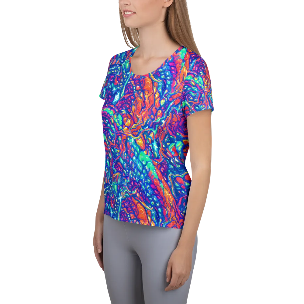 Fluorescent Riptide on Women's Athletic T-Shirt — Left