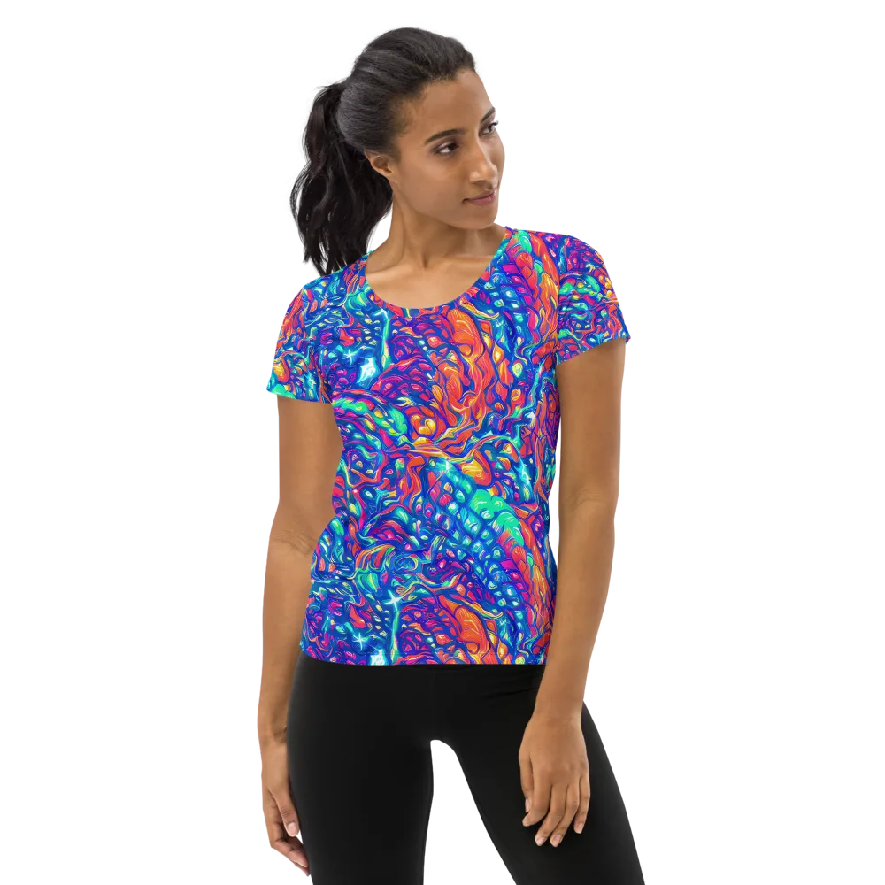 Fluorescent Riptide on Women's Athletic T-Shirt — Front