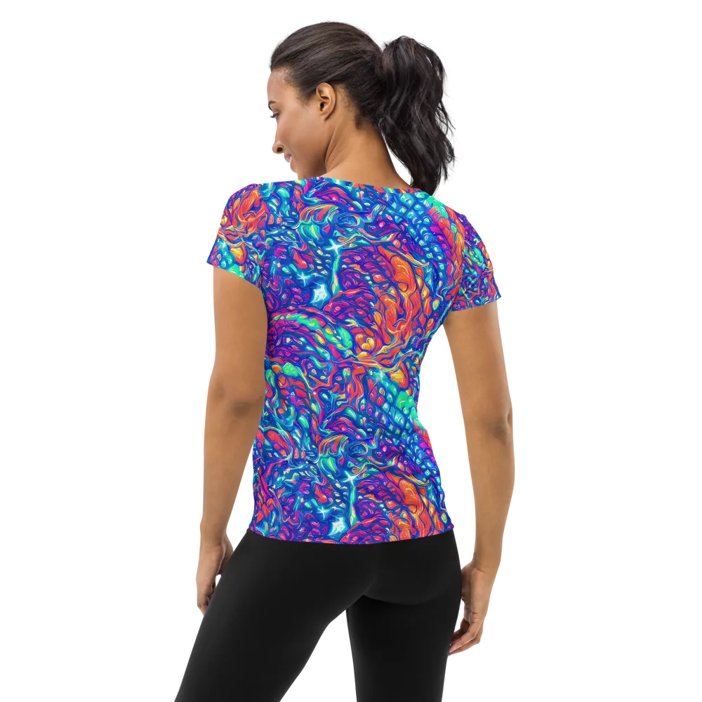 Fluorescent Riptide on Women's Athletic T-Shirt — Back