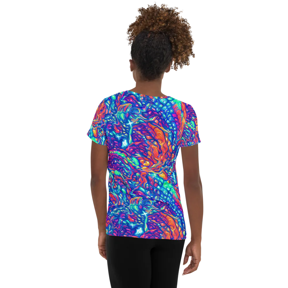 Fluorescent Riptide on Women's Athletic T-Shirt — Back