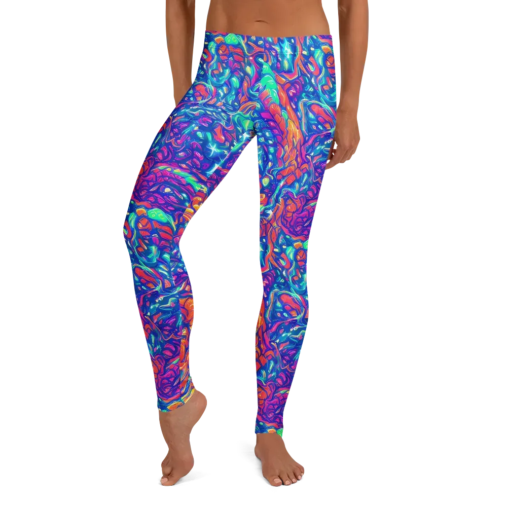 Fluorescent Riptide on Leggings — Front