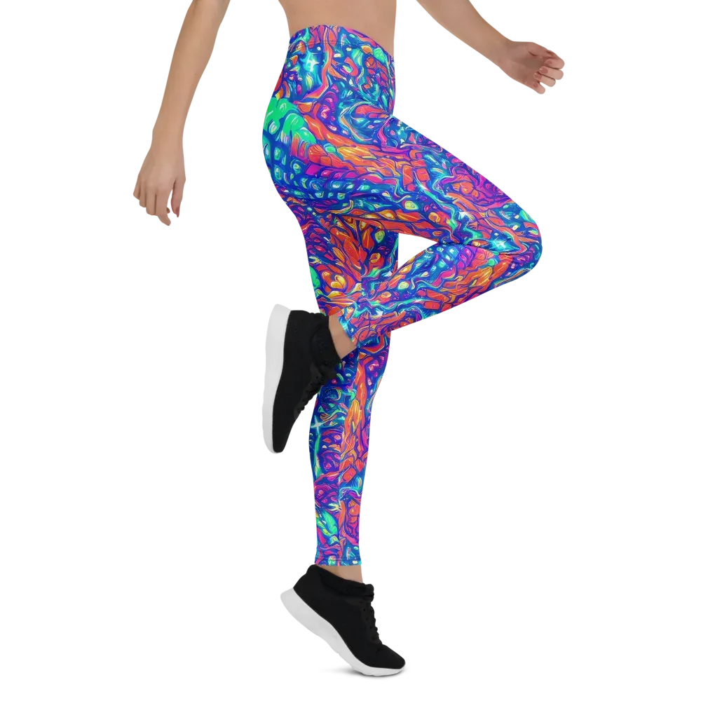 Fluorescent Riptide on Leggings — Right
