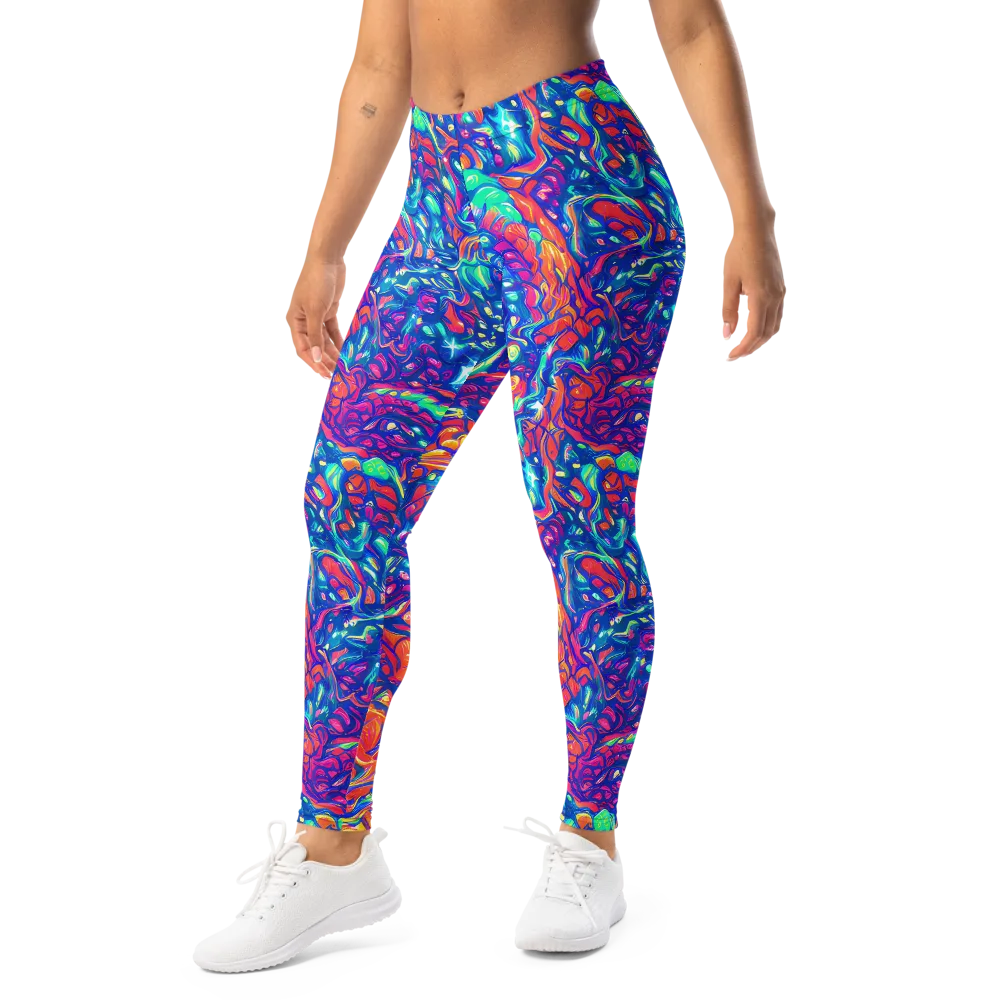 Fluorescent Riptide on Leggings — Left Front