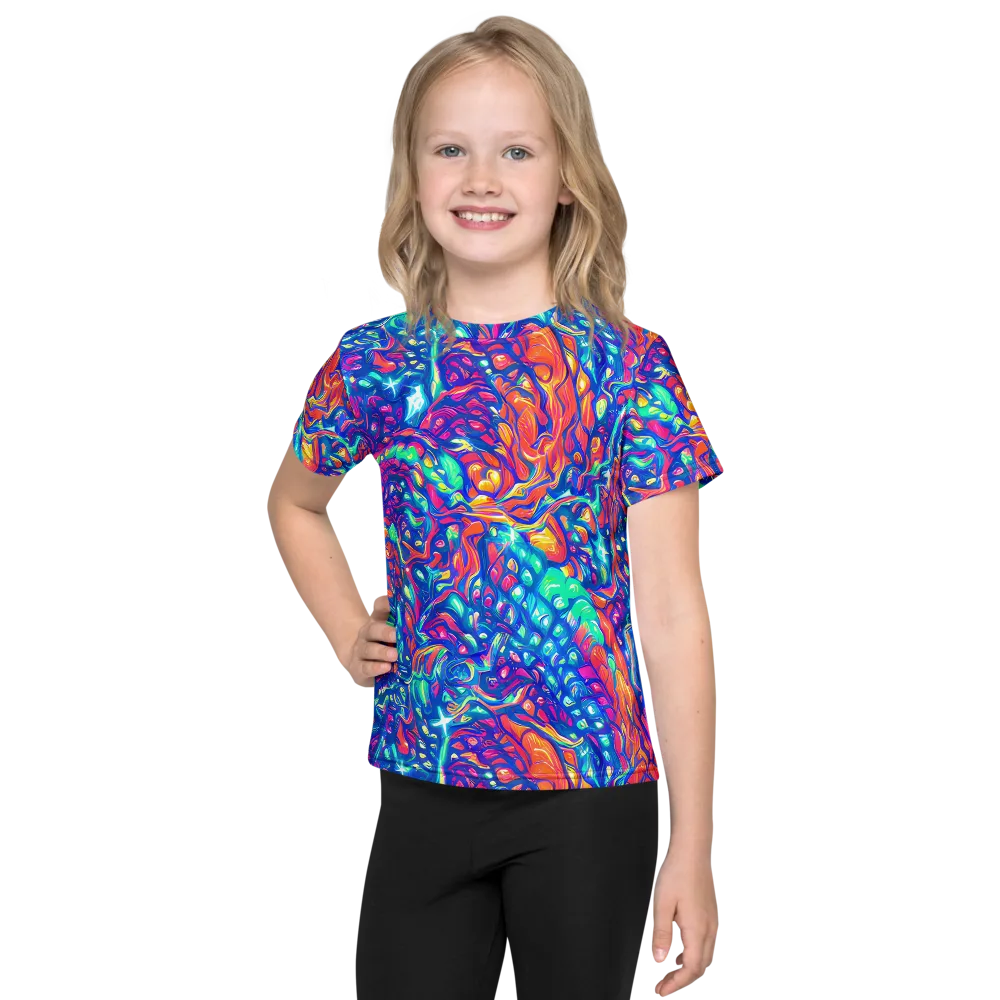Fluorescent Riptide on Kids Crew Neck T-Shirt — Front
