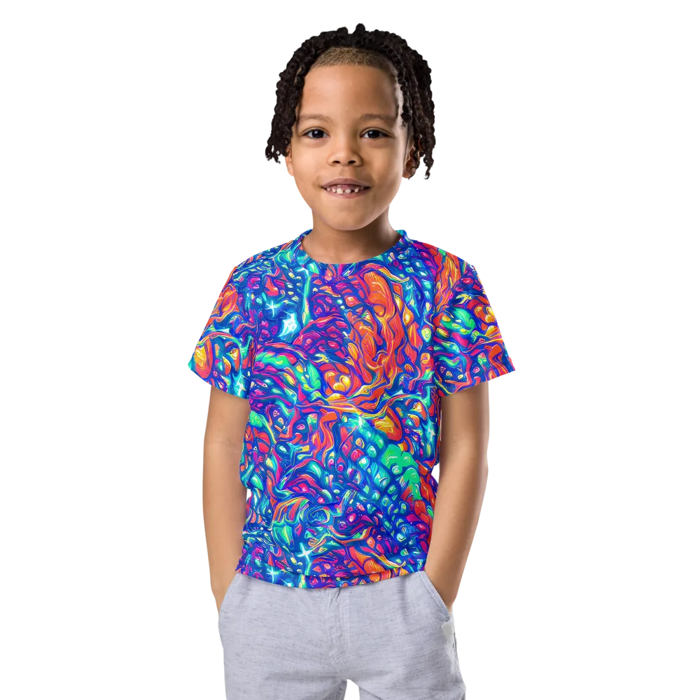 Fluorescent Riptide on Kids Crew Neck T-Shirt — Front